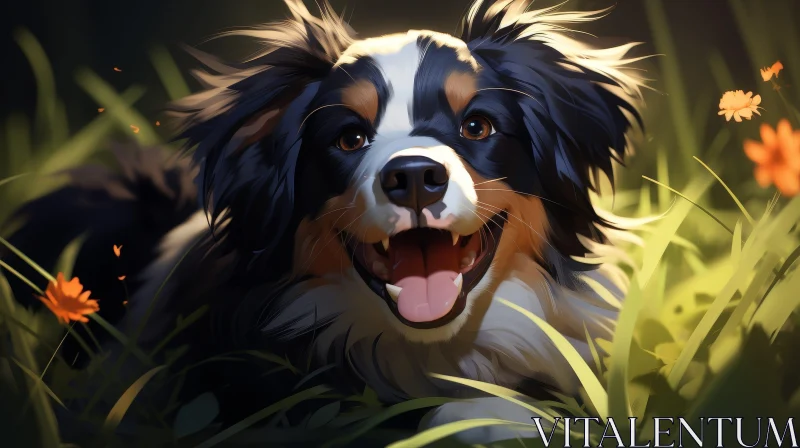 Close-Up Dog Digital Painting AI Image