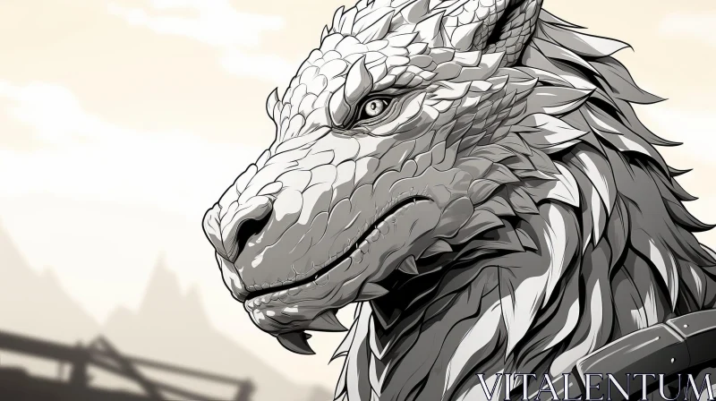 Dragon Digital Drawing - Fantasy Artwork AI Image