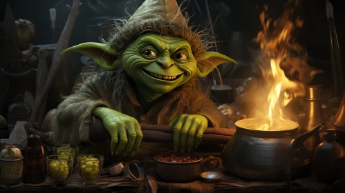 Fantasy Goblin Cooking Digital Painting