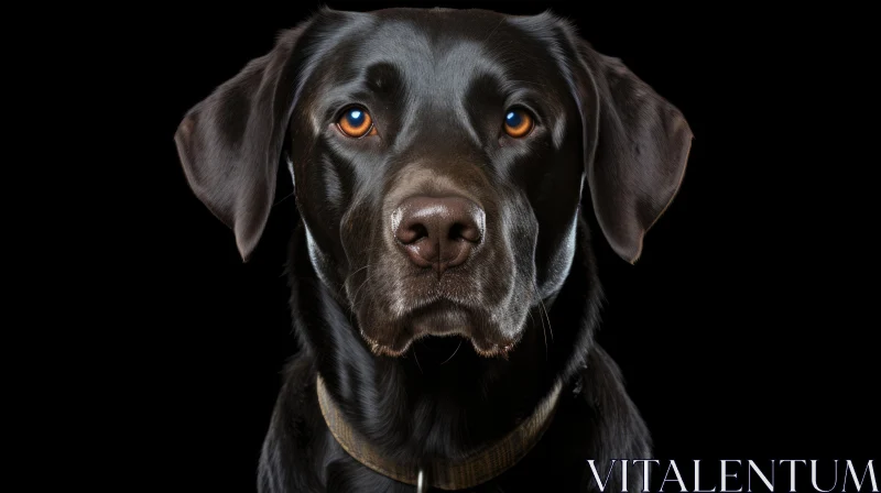 Intense Gaze: Black Labrador Retriever Close-up Portrait AI Image