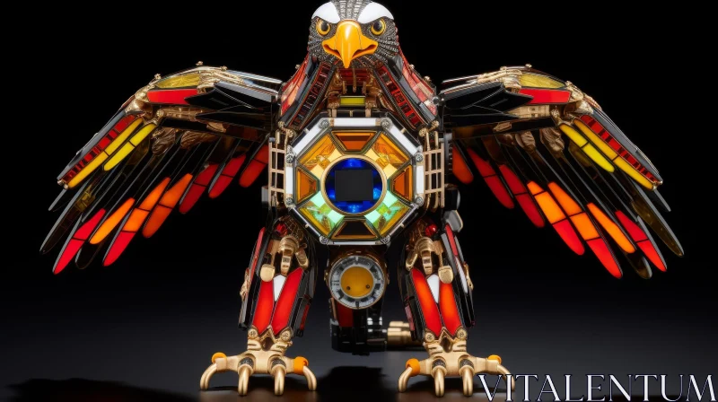 AI ART Mechanical Eagle 3D Rendering