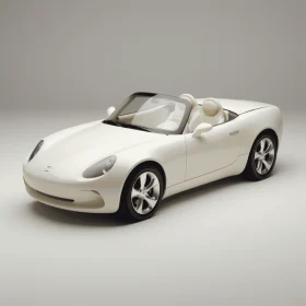 White Sports Car in Studio: Realistic Forms and Neoclassical Simplicity