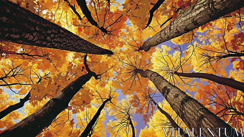 AI ART Autumn Forest Trees in Sunlight