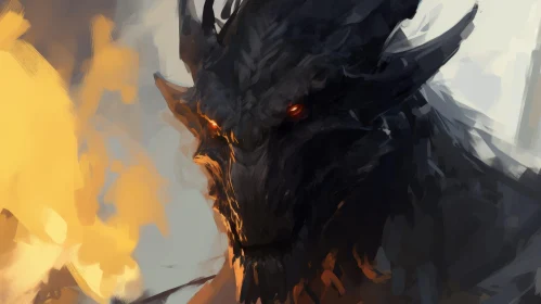 Black Dragon Digital Painting - Dark and Ominous Fantasy Art