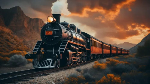 Sunset Canyon Train Journey - Capturing Motion and Color