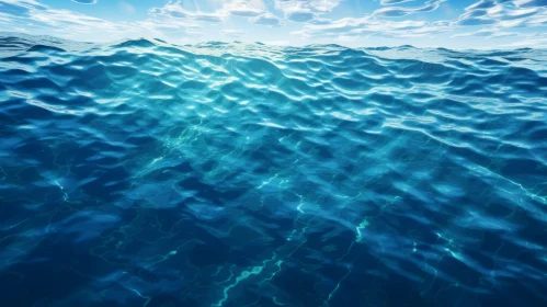 Tranquil Ocean View: Sunlit Blue Waves