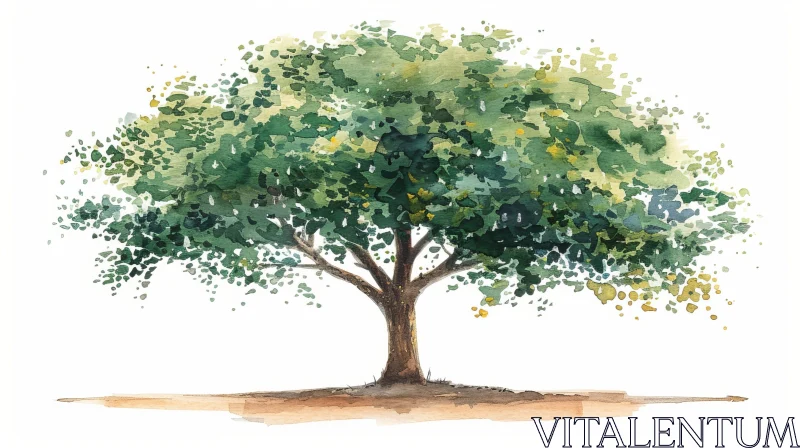 Tree Watercolor Painting - Nature Artwork AI Image
