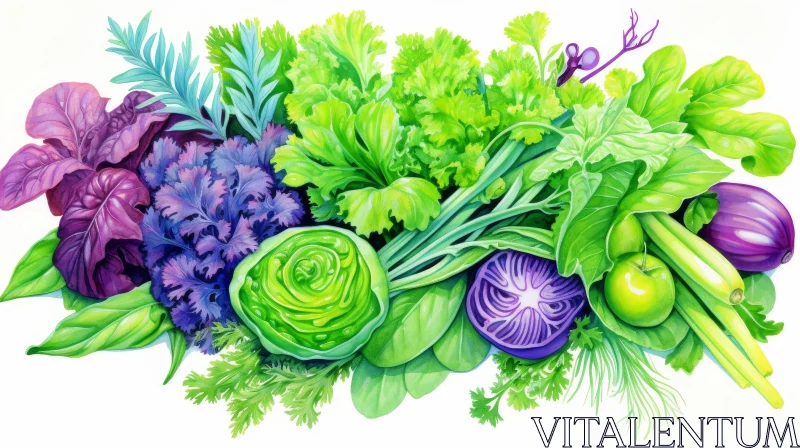 Vegetable Watercolor Painting | Colorful Artwork AI Image