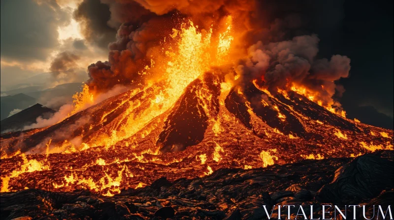 Volcanic Eruption: Destructive Forces of Nature AI Image