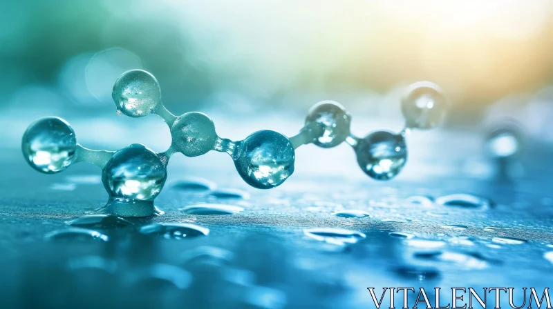 Water Molecule 3D Illustration: Hydrogen Bonds and Hexagonal Lattice AI Image