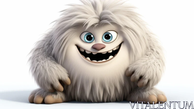 White Yeti 3D Rendering - Friendly Expression AI Image