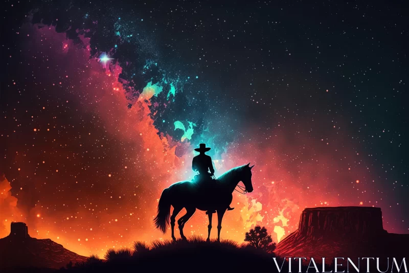 Colorful Cowboy on Horse - Sci-Fi Art AI Image