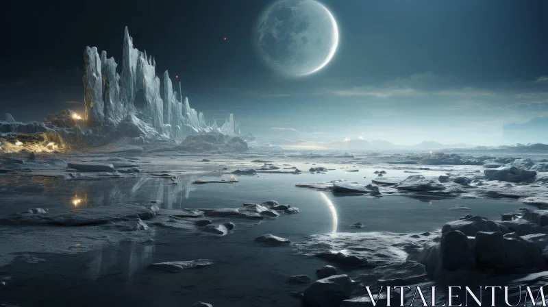AI ART Enchanting Icy Moon Landscape
