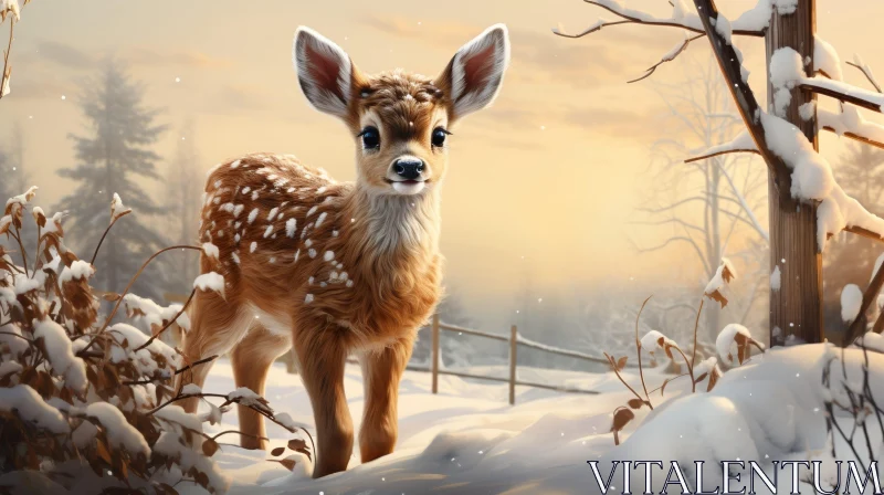 Winter Wildlife: Stunning Deer in Snowy Forest AI Image