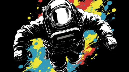 Astronaut Vector Illustration with Colorful Background