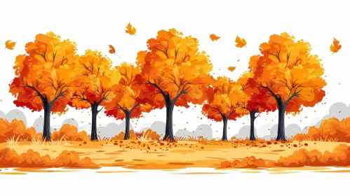 Autumn Forest Digital Painting - Serene Nature Artwork