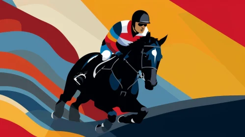 Colorful Horse Racing Illustration