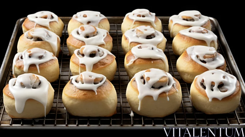 Delicious Freshly Baked Cinnamon Rolls with White Icing AI Image