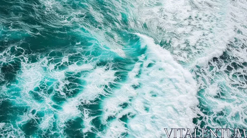 Tranquil Aerial View of Deep Blue Ocean Waves AI Image