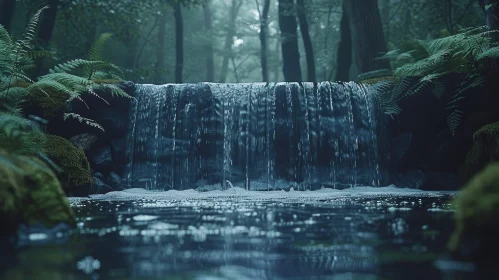 Tranquil Forest Waterfall: A Nature's Masterpiece