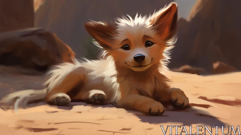 Adorable Cartoon Animal Enjoying Sun in Desert AI Image