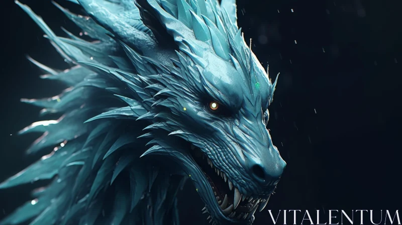 Blue Dragon 3D Rendering - Mesmerizing Fantasy Art AI Image