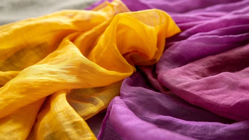 Elegant Yellow and Purple Fabric Close-up