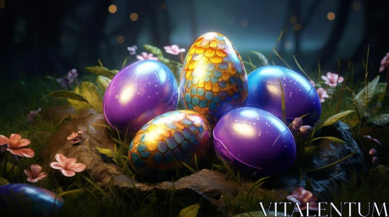 AI ART Enchanting Easter Egg Photo in Green Grass Nest