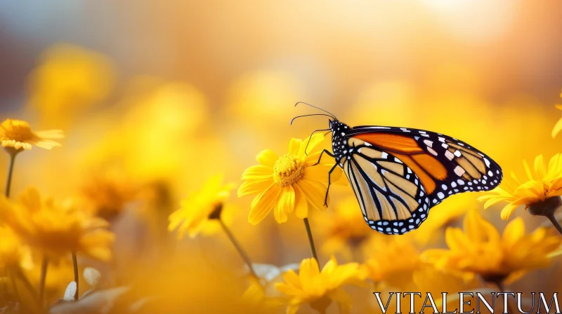 Monarch Butterfly on Yellow Flower - Nature Close-up AI Image