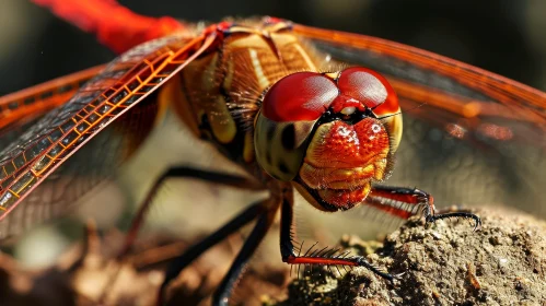 Stunning Dragonfly Close-up on Rock