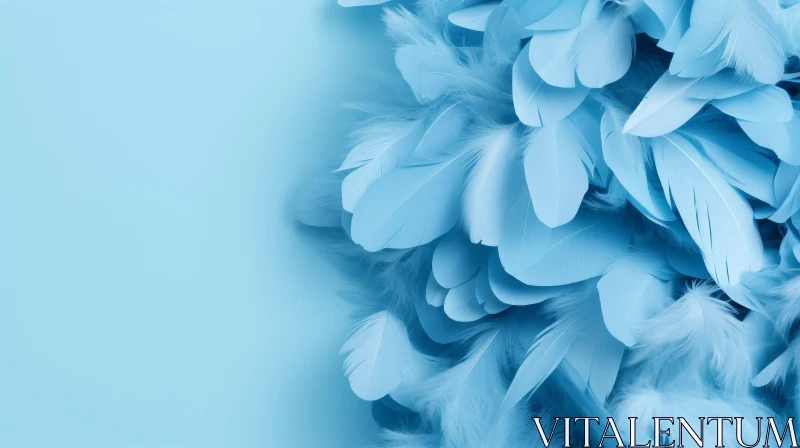 Blue Feathers on Blue Background AI Image