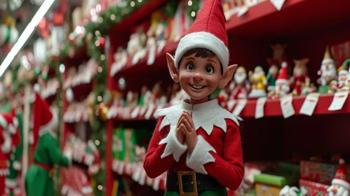 Christmas Elf in Toy Store - Festive Image