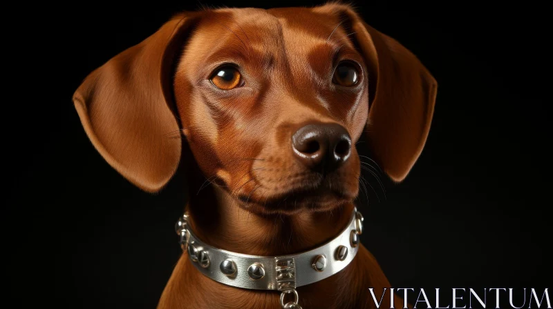 AI ART Close-up Dachshund Dog with Silver Collar