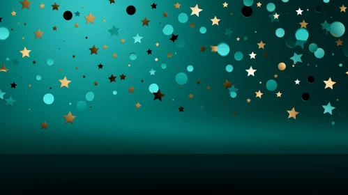 Dark Green Confetti Background - Festive Stars and Circles
