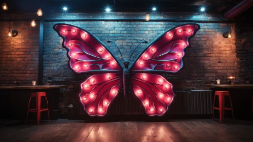 Enchanting Light Bulb Butterfly on Brick Wall