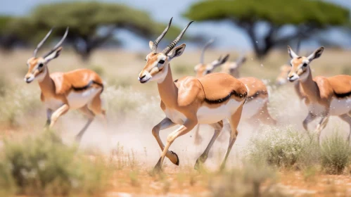Graceful Gazelles Running in Nature