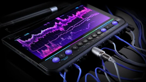 Modern Black Audio Recorder with Sound Wave Display