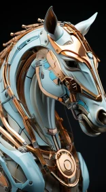 Robotic Horse Head 3D Rendering - Detailed and Illuminated