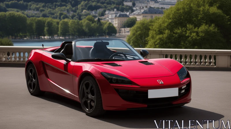 Stunning Red Sports Car in the Heart of the City | Visual Harmony AI Image