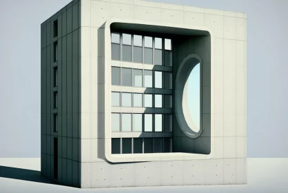 3D Modern Building with Large Window | Concretism Style | Maya