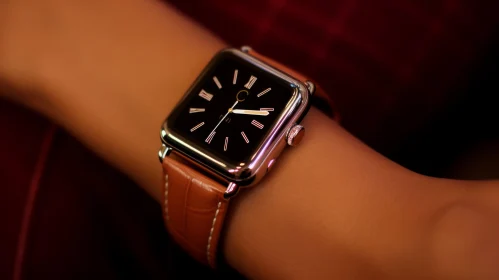 Brown Leather Strap Watch on Young Woman's Arm