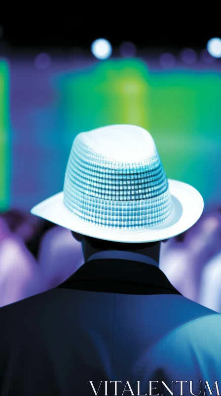 Elegant Man in White Hat and Dark Suit Jacket AI Image