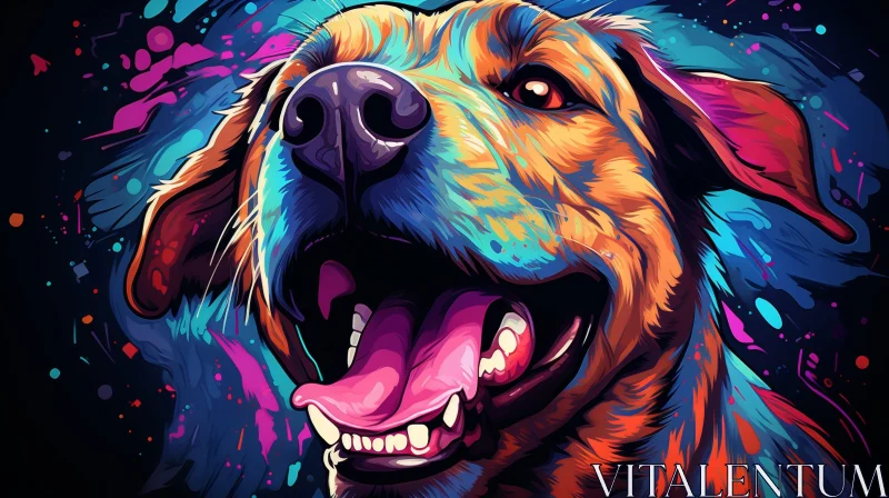 AI ART Golden Retriever Dog Digital Painting