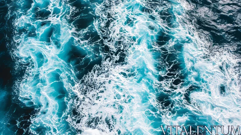 AI ART Ocean Waves - Powerful Blue Water Image