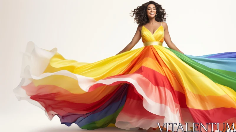 AI ART Rainbow Dress Fashion Portrait