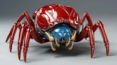 Red and Blue Robotic Spider - 3D Rendering