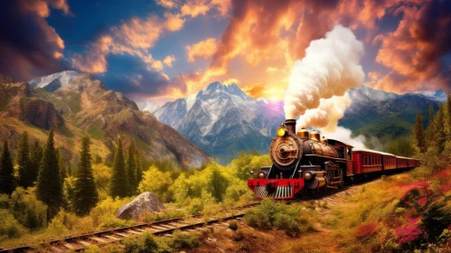 Scenic Steam Train Journey Through Mountain Valley