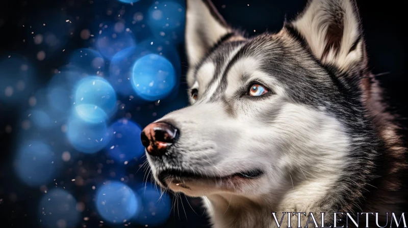 AI ART Siberian Husky Dog - Blue Eyes and Fluffy Coat