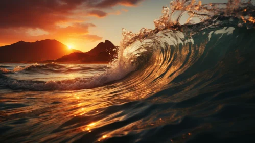 Sunset Wave in Nature