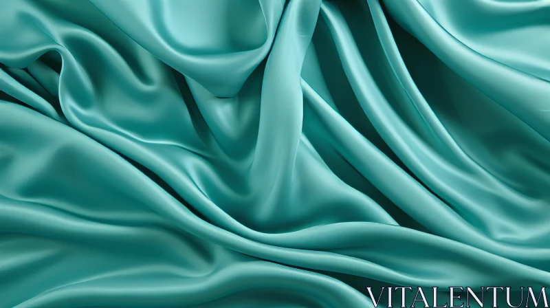 Turquoise Silk Fabric Close-Up AI Image